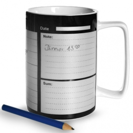 Taza Porcelana Calendario Semanal + Lápiz